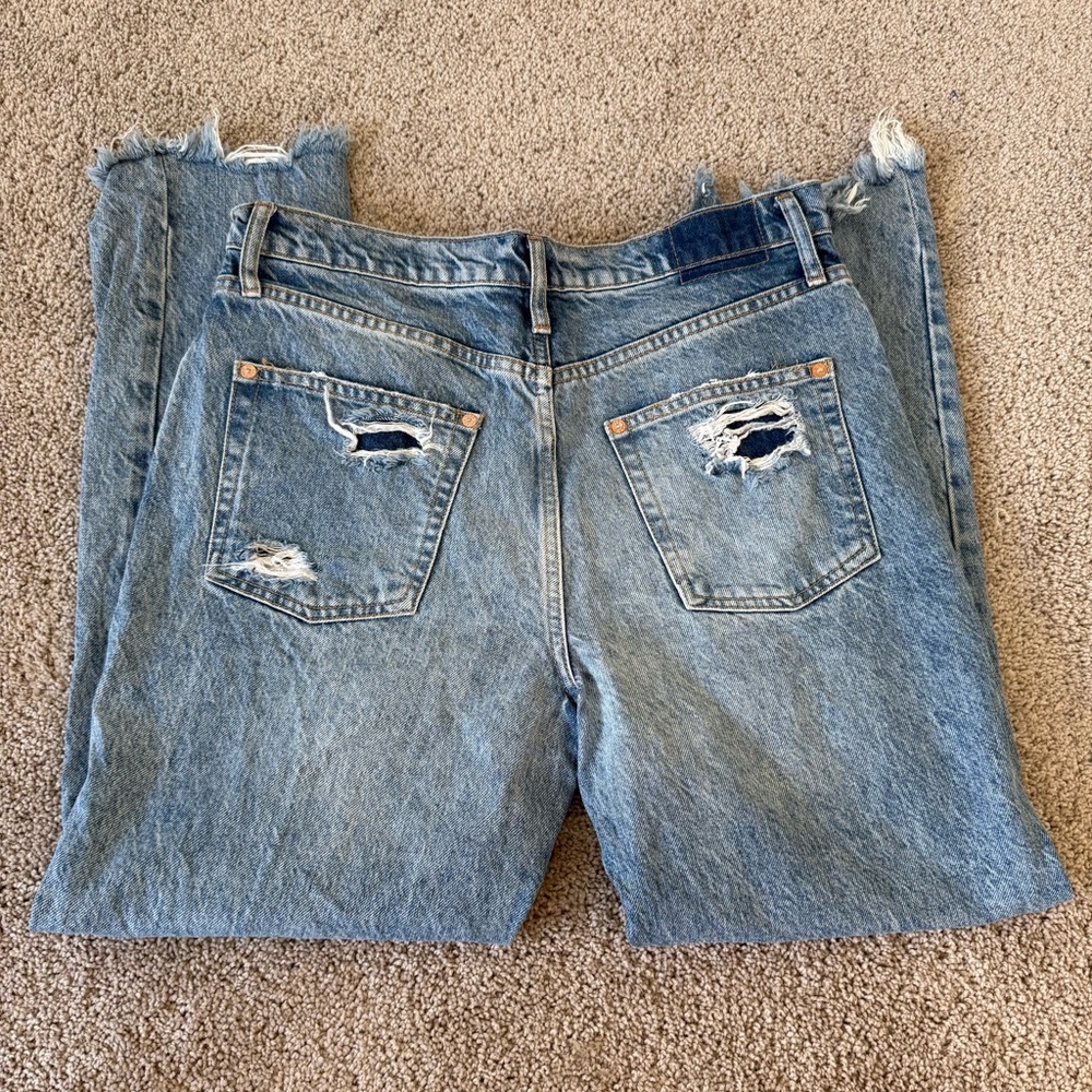 Free People We The Free Tapered Baggy Boyfriend Distressed Jeans Women's 29 - Picture 6 of 9